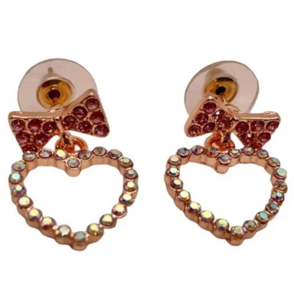 ⭐❤️FREE Heart Bow Rhinestone Drop Hipster Chic Classy Love Art Romantic Earrings